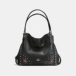 EDIE SHOULDER BAG 31 IN POLISHED PEBBLE LEATHER WITH WESTERN RIVETS - COACH f57660 - SILVER/BLACK