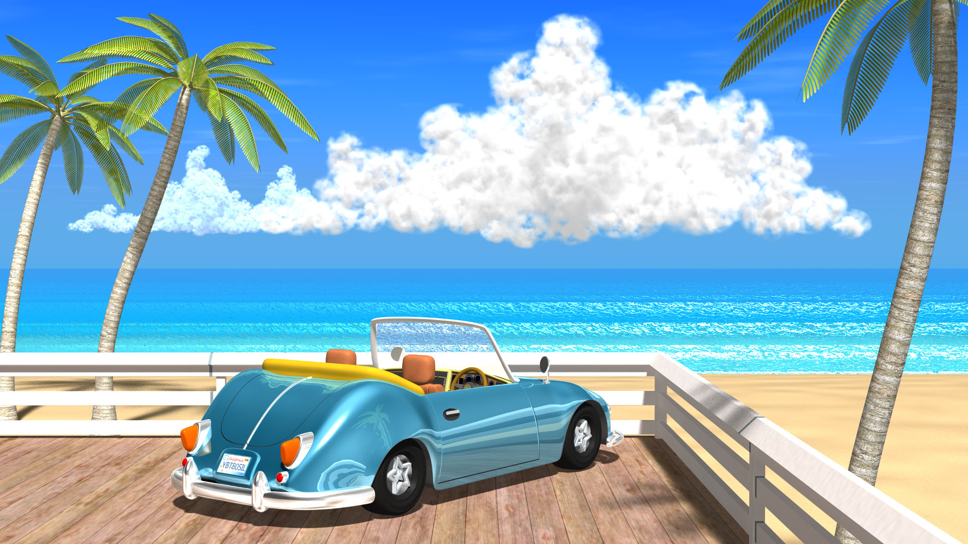 80年代ポップアート風3dcgの夏の海と車の壁紙 Norieks Dsg 3dcgギャラリー