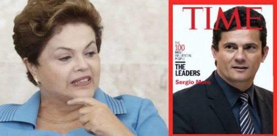 Dilma se irrita: revista Time estava estampada para todo lado com foto de Sérgio Moro