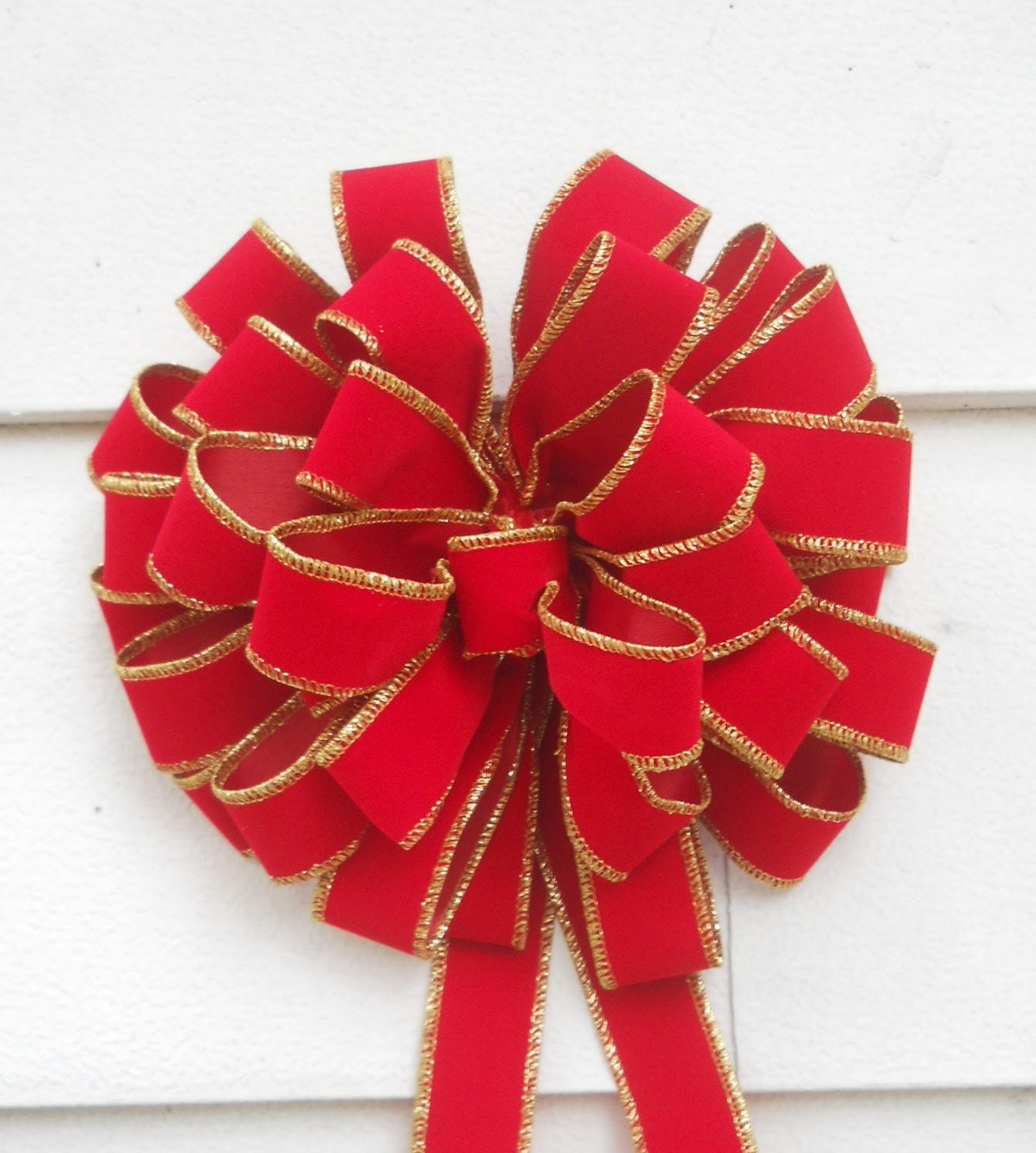 Christmas Holiday Red Velvet Wired Ribbon Wreath Bow