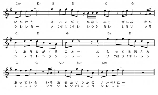クリスマスソングシリーズ ドレミふりがな付き楽譜 無料 5曲 いつかのメリークリスマス 等 ギターワサビトscore