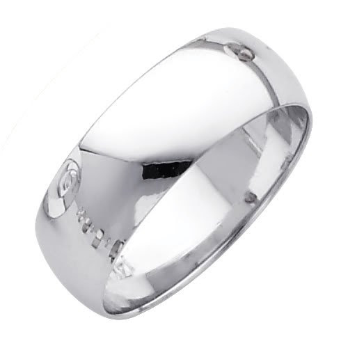 14K White Gold 7mm Plain Wedding Band Ring for Men  Women (Size 4 to ...