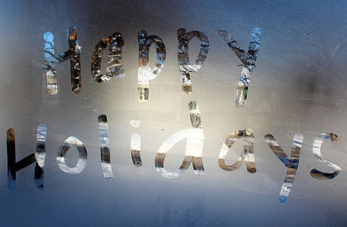 Winter - Snow - Lights - Happy Holidays / ~She Exists~ / to Add Colors in Life (celebrations,christmas,fireworks,gifts,happiness,holidays,jars,lights,snow,snow fall)