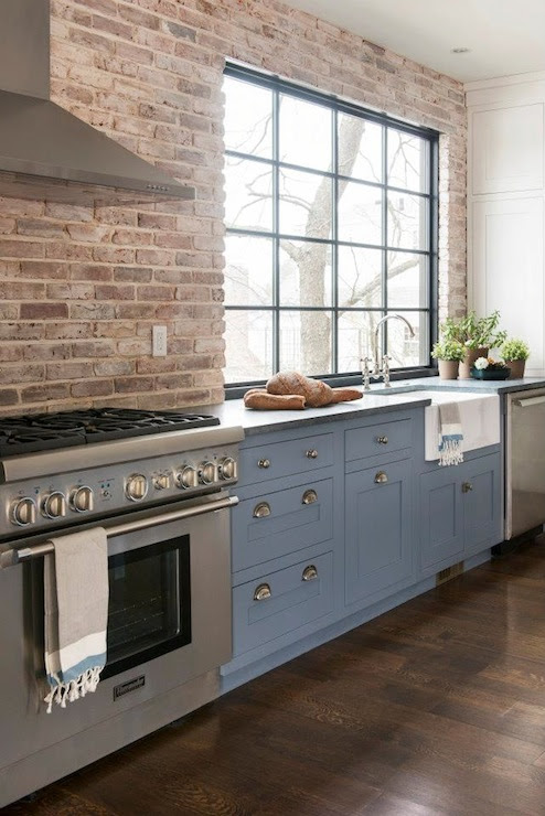  Exposed Brick Wall Contemporary kitchen Pinney Designs 