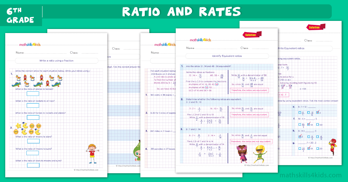6th Grade Ratios and Rates Worksheets PDF with Answers ...