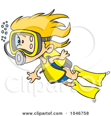clipart swimming girl. Scuba Girl Swimming