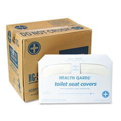 Health Gards Toilet Seat Covers, White, 250 Covers/Pack, 20 Packs/Cart