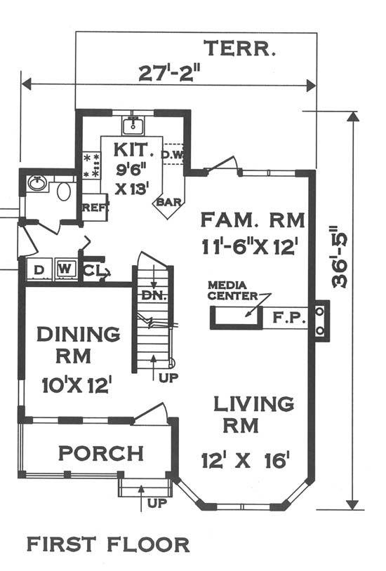 Narrow Lot Victorian House Plan 5671 - 3 Bedrooms and 2.5 Baths 