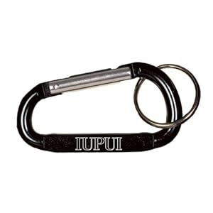 IUPUI Black Carabiner with Split Ring, IUPUI Engraved