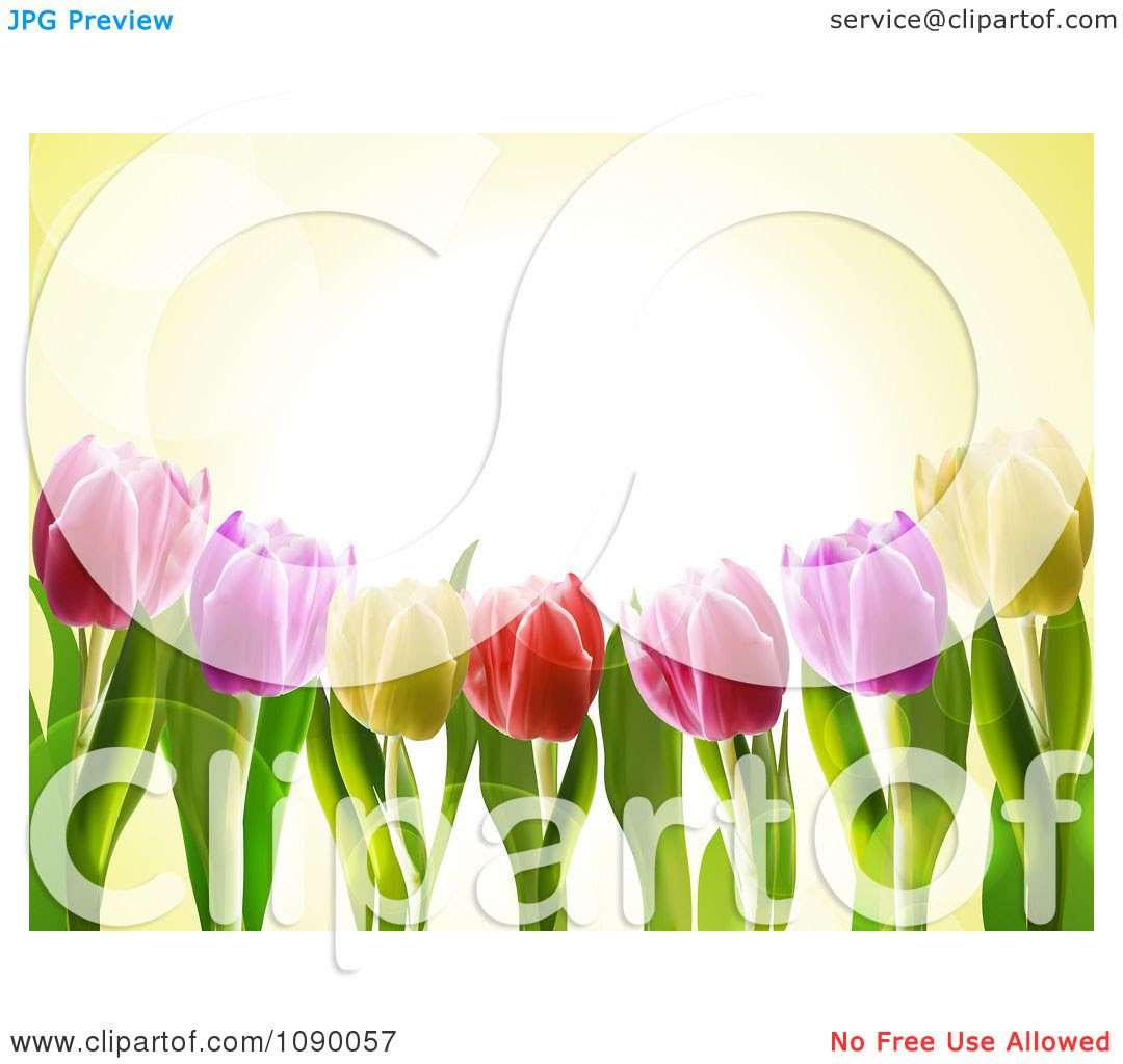 Download Clipart 3d Spring Tulip Flowers And Flares Over Yellow ...
