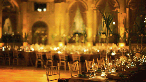 flickering candle gif. Candles alone in a ballroom