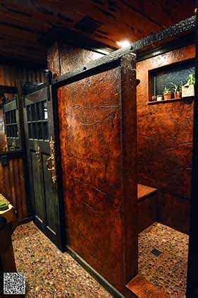 Spectralock from laticrete is one popular brand. Stamped Concrete Shower Walls