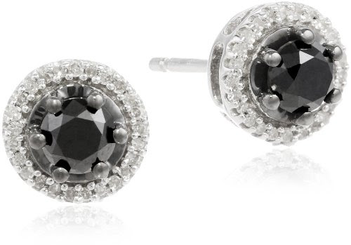 Sterling Silver Black and White Diamond Stud Earrings (1 cttw, I-J Color, I2-I3 Clarity) On Sale