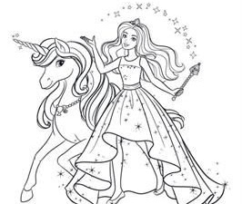 Barbie Unicorn Coloring Pages