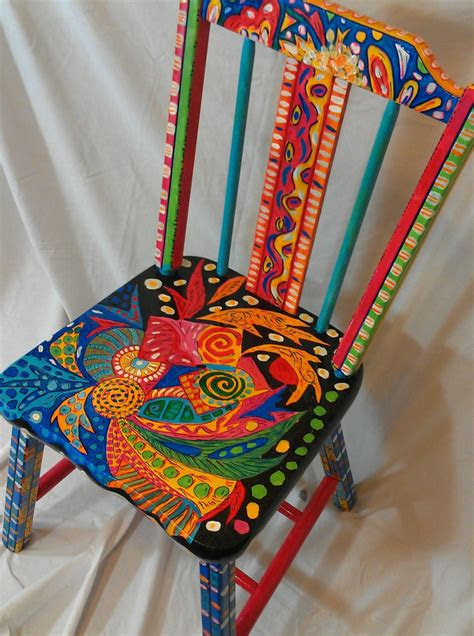 This beautiful rocking chair can be hand painted for a special little someone either exactly like this (hard to beat) or with differnt colors, dependi… Hand Painted Abstract OOAK Functional Art Chair