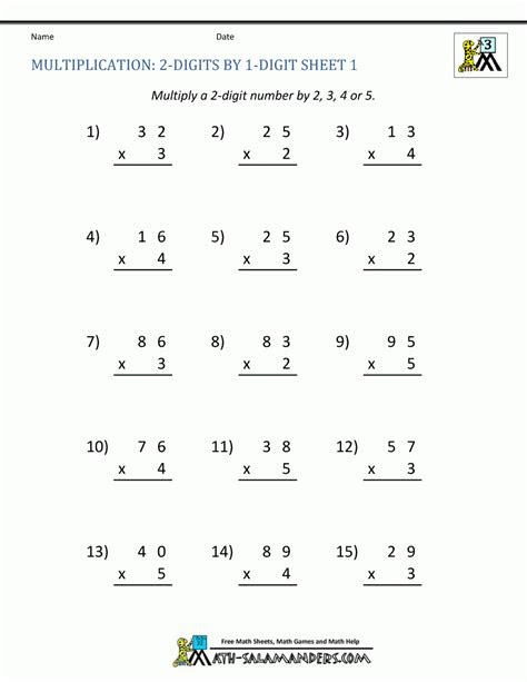  free blank multiplication worksheets for grade 1 template free
