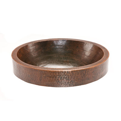 Premier Copper Products VO18SKDB Oval Skirted Hammered Copper Vessel Sink