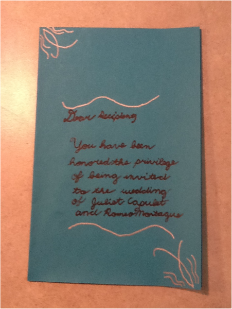 Romeo And Juliet S Wedding Invitation Brock Mcnaughton S Multi Genre Project