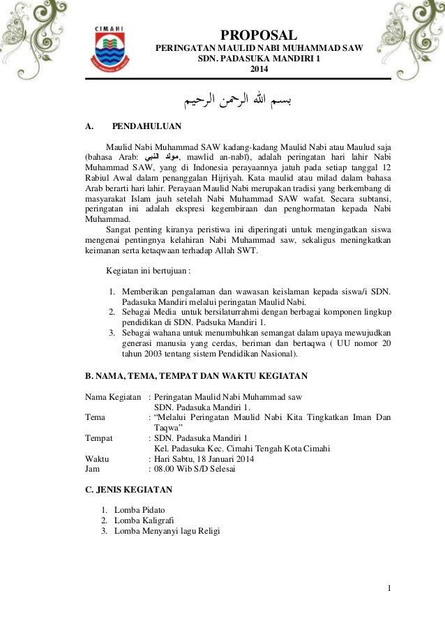 Contoh Proposal Maulid Nabi - Contoh Two