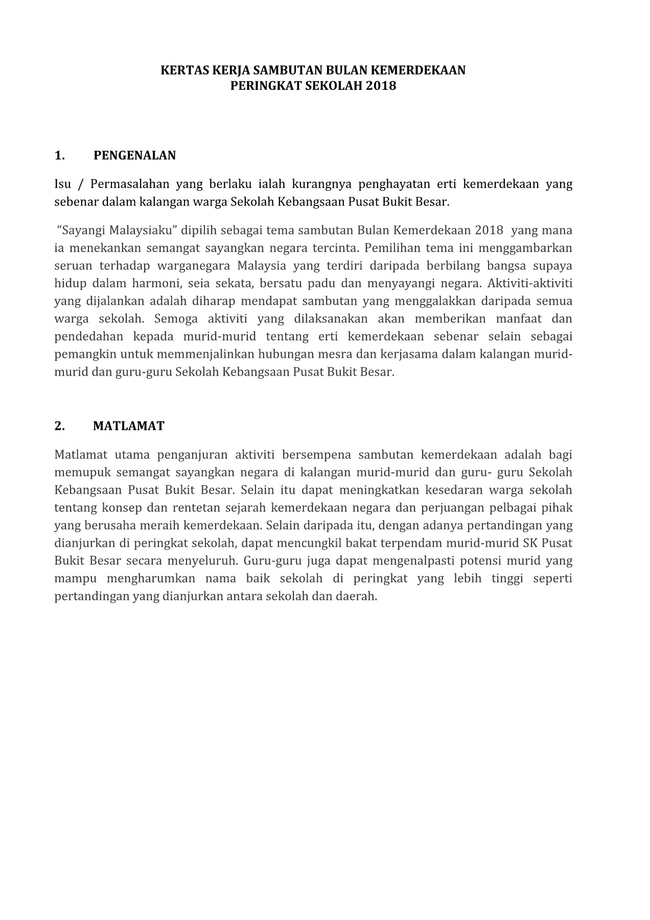 Kertas Kerja Cadangan Sambutan Bulan Kemerdekaan 2018 Flip Ebook Pages 1 13 Anyflip Anyflip
