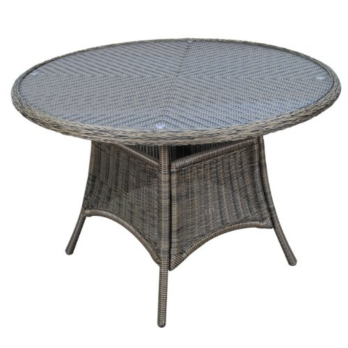 Walker Edison 44 Inch Round Rattan Dining Table, Mocha