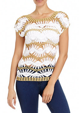 Metallic Stripe Crochet Top