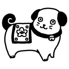 戌 いぬ 十二支 干支2 ミニカット 無料 白黒イラスト素材