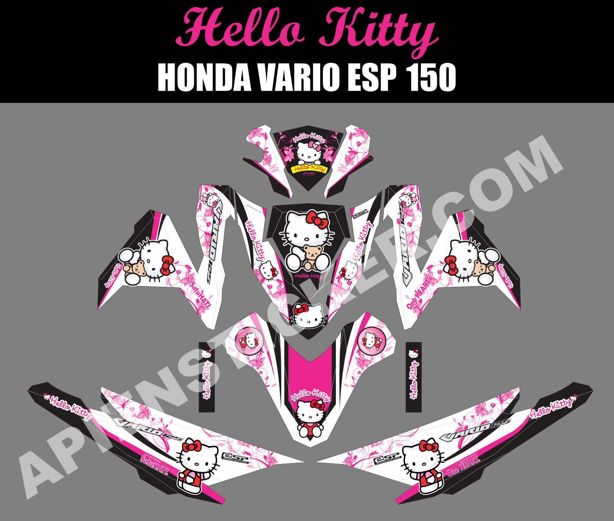 Striping Motor Vario 150 ESP Hello Kitty Apien Sticker Striping Motor Vario 150 ESP Hello Kitty Apien Sticker