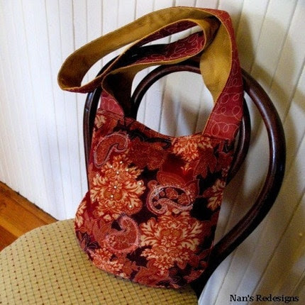 Red Corduroy Appliqued Sasha Sling Bag