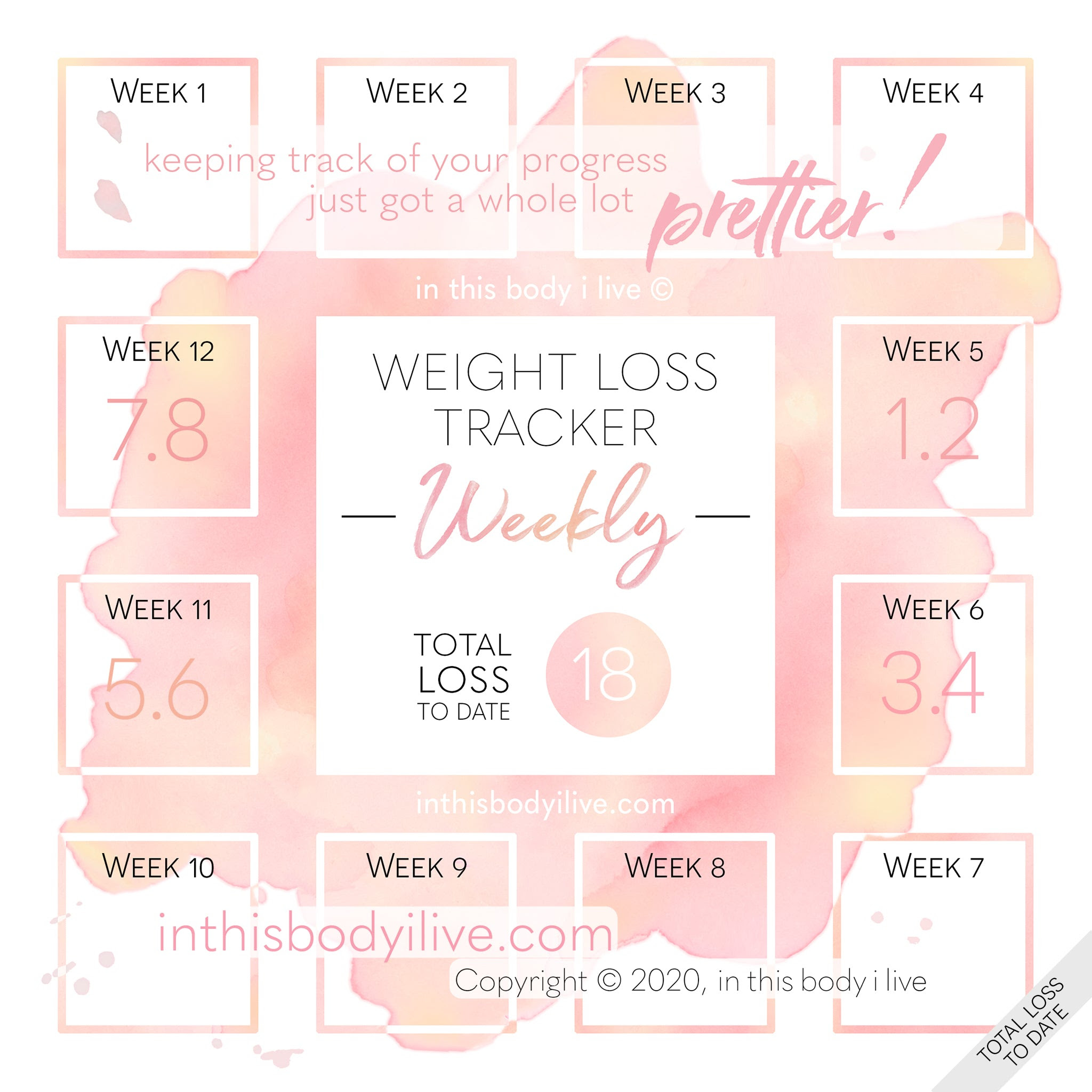 Weekly Weight Loss Tracker by in this body i live - Coral ...