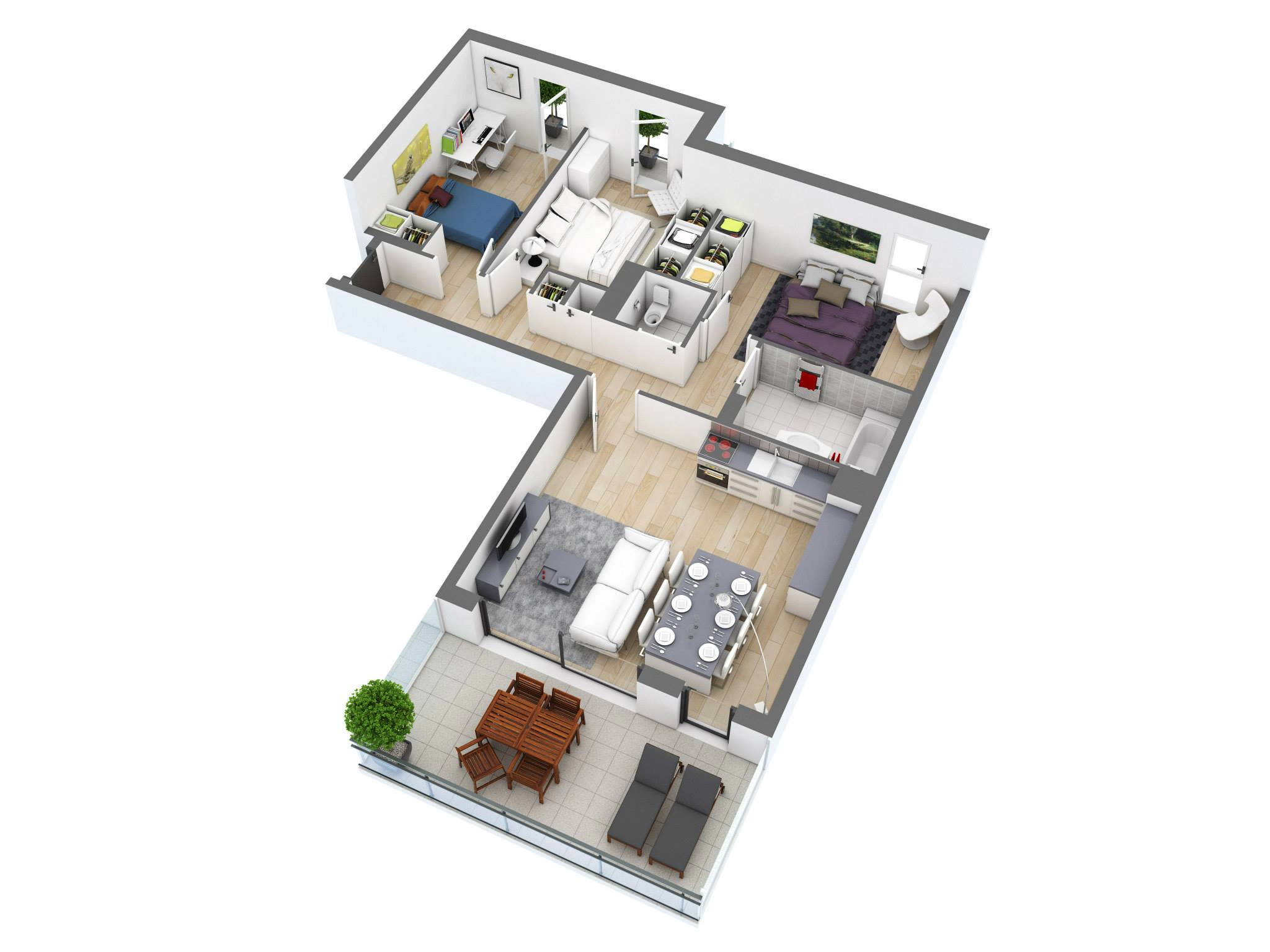25 More 3 Bedroom 3D Floor Plans