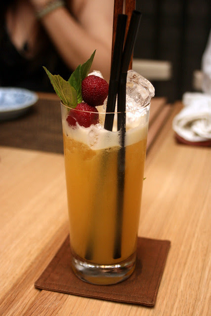 Nichibotsu (Gran centenario anejo, Fat Cow Biwa* Marmalade, Fat Cow cardamom syrup, fresh orange juice, egg white, yuzu)