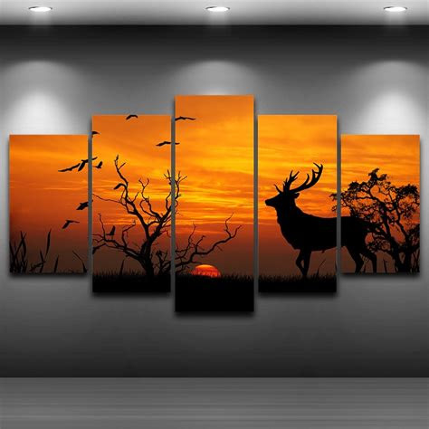 framed abstract  panel animal deer modern home deco