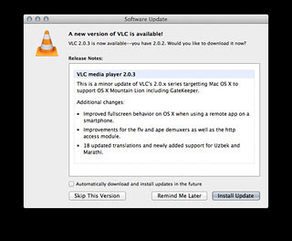 VLC media player 2.0.3 へのアップデート