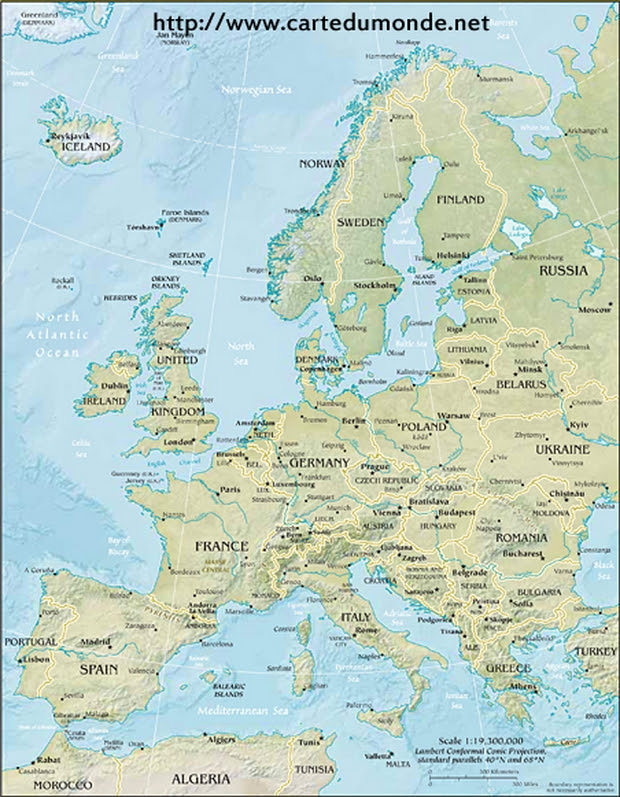 Physical Map Of Europe World Map