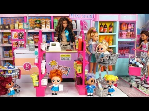 LOL Doll Family Shopping in Barbie Supermarket  for Holiday Charity Event