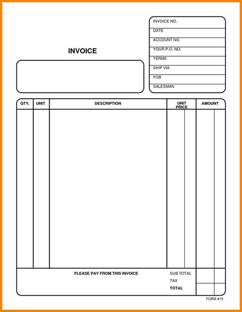  free word printable invoice template uk blank sheet templates sample