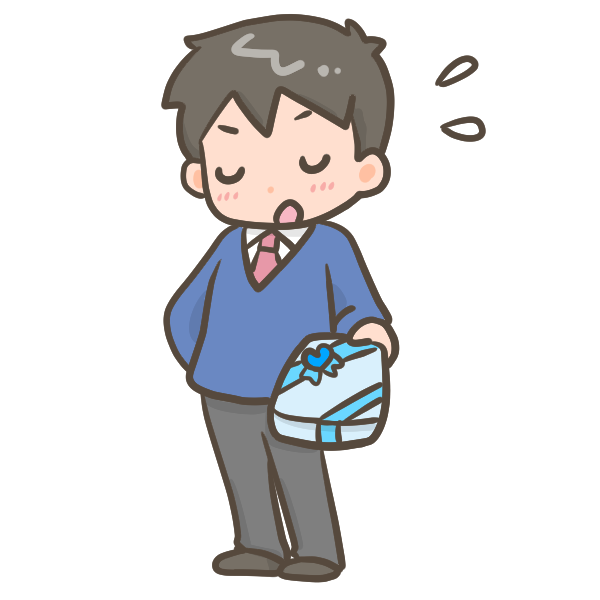 照れてお返しする男子学生のイラスト かわいいフリー素材が無料のイラストレイン