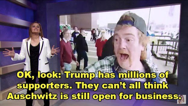 Bee showed some clips from various Trump rallies, highlighting how some of his supporters behaved...