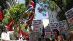 Argentine demonstrators burn British flag in Buenos Aires