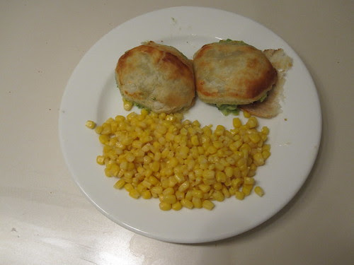 Broccoli turnovers, corn