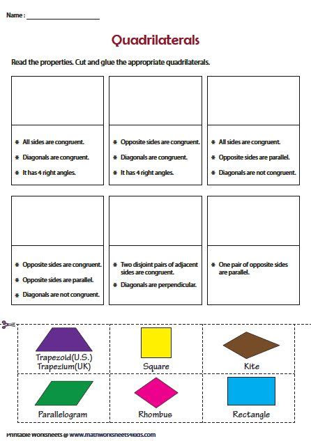  identifying quadrilaterals worksheets quadrilaterals geometry