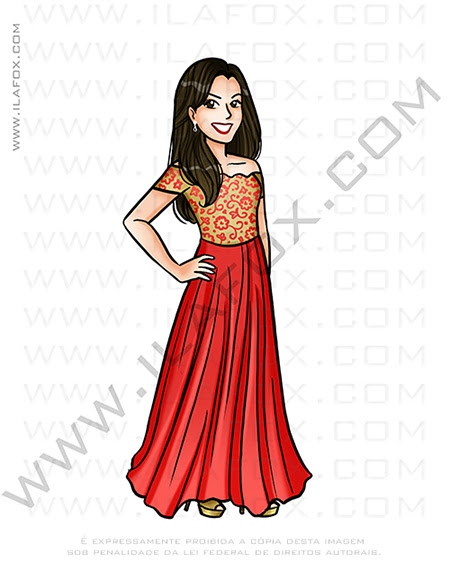 caricatura formanda, caricatura festa, caricatura vestido, caricatura 