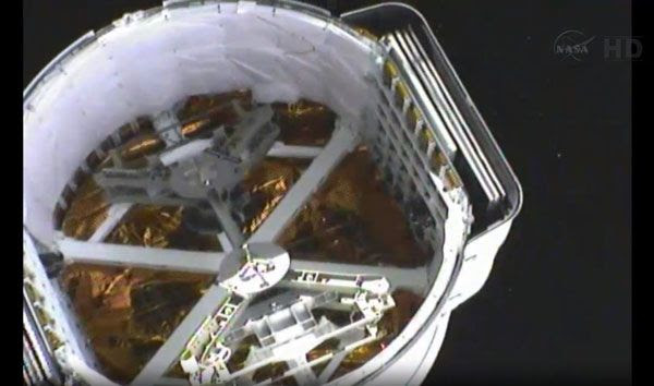 The Dragon spacecraft moments after separating from its Falcon 9 second stage motor...following launch on March 1, 2013.
