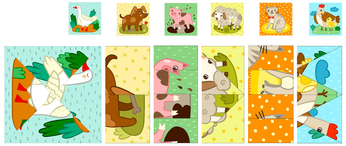 Cut and Paste Farm Animal Puzzles. TeachersMag.com