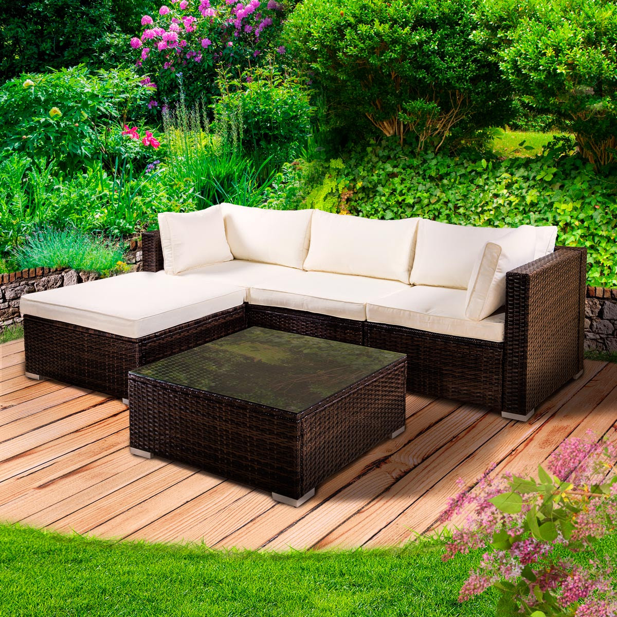 Poly Rattan Gartenmöbel Lounge Möbel Sitzgarnitur ...