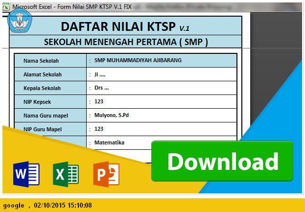  APLIKASI RAPORT DAN DAFTAR NILAI SMP KTSP  [Berkas Guru] Aplikasi Raport Dan Daftar Nilai Smp Ktsp 2006 TahunPelajaran 2019-2019