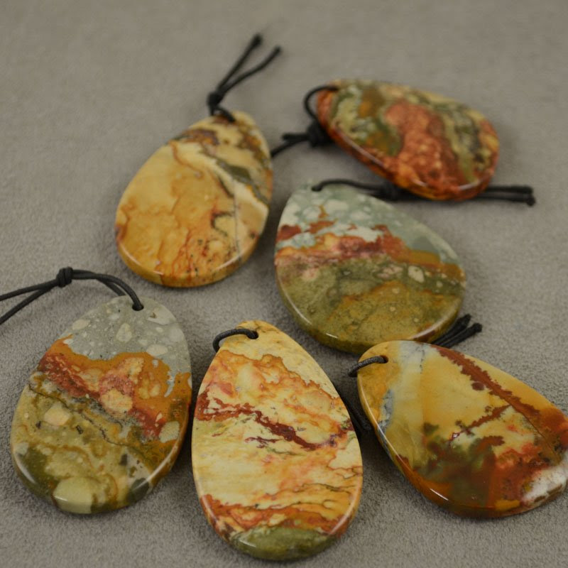 s37425 Stone - 50 mm Drop Pendant - Rocky Butte Picture Jasper (1)