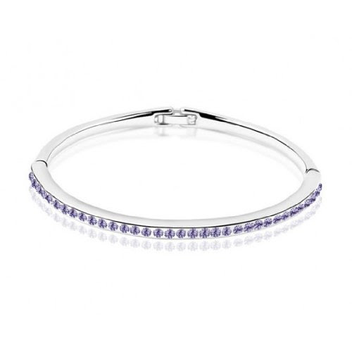  Bracelet Femmes/Filles - Cristal Swarovski Elements violet - Métal plaqué or blanc - Diamètre intérieur: 5,2 cm X 4,4 cm