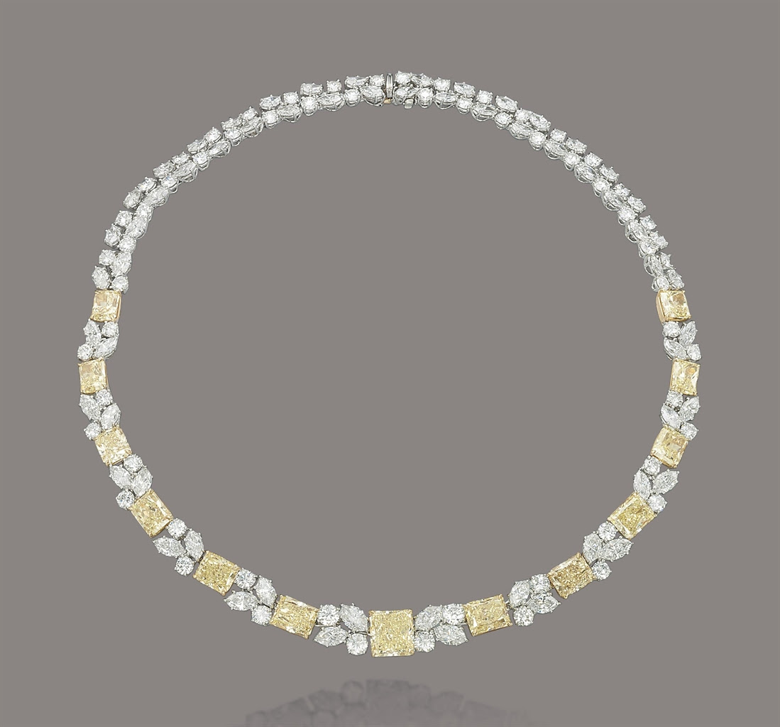 A DIAMOND AND COLOURED DIAMOND NECKLACE, BY HARRY WINSTON ...